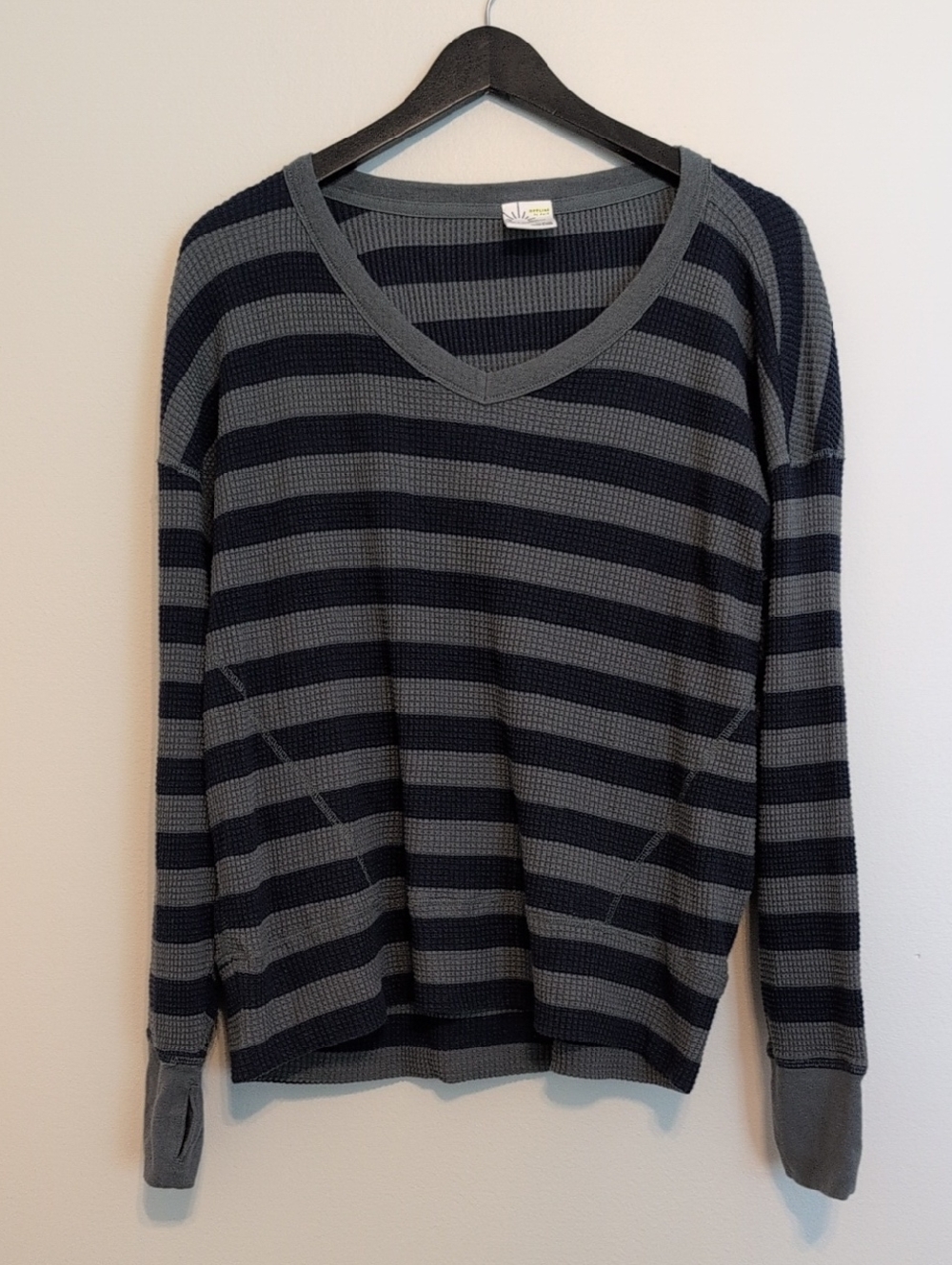 Aerie OFFLINE Striped Waffle Knit Top in Green and Blue